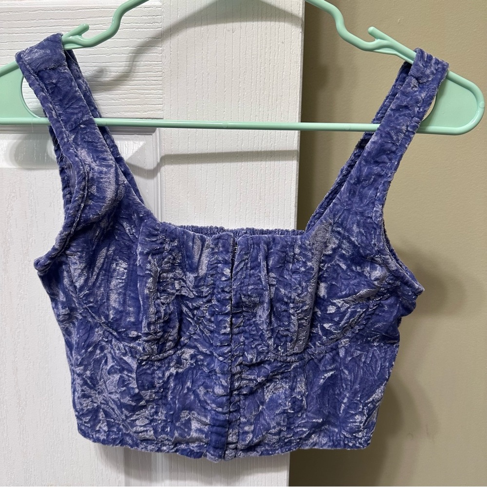 Purple velvet crop top